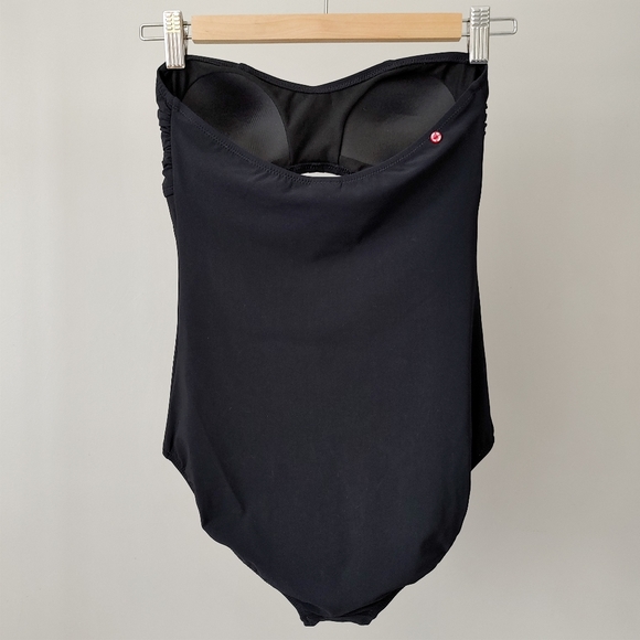 Red Carter One Piece Swimsuit Strapless Beads Size XS Black - Picture 3 of 13